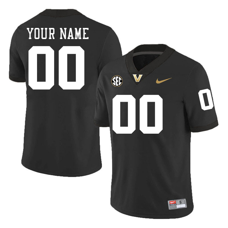 Custom Vanderbilt Commodores Name And Number Football Jersey-Black Custom Vanderbilt Commodores Name And Number Football Jersey-Black